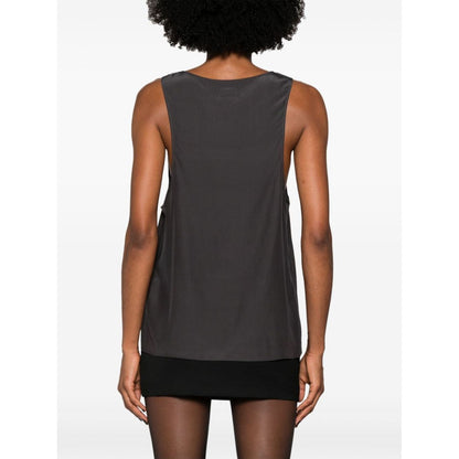 Saint Laurent Henley-neck silk tank top