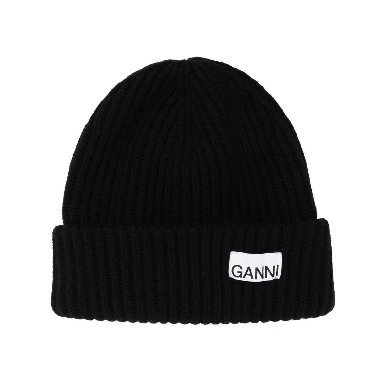 Ganni Oversized Wool Rib Knit Beanie A4429099-P25