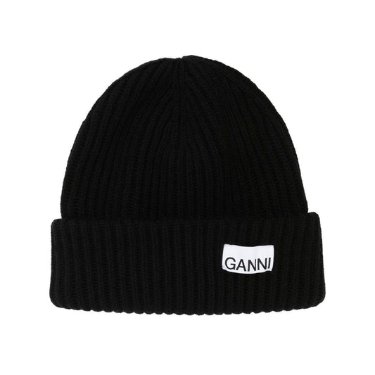 Ganni Oversized Wool Rib Knit Beanie A4429099-P25