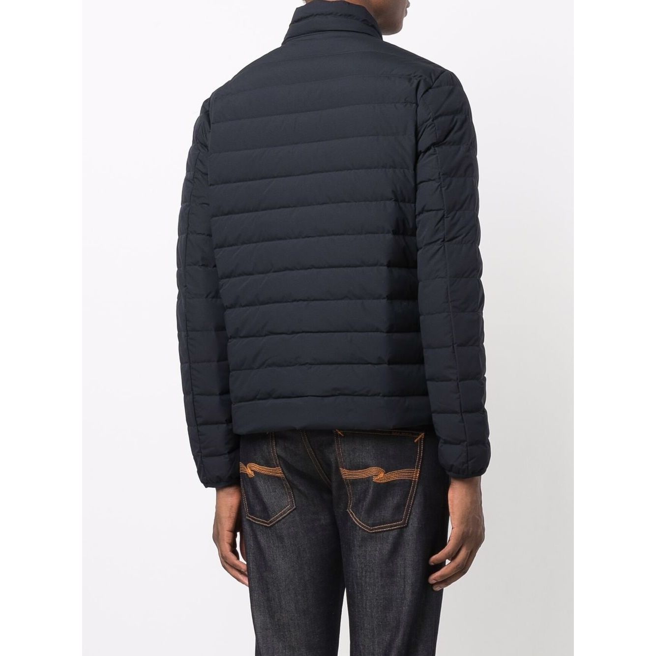 Emporio Armani Navy blue feather down padded logo-patch jacket Jackets