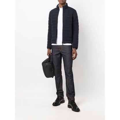 Emporio Armani Navy blue feather down padded logo-patch jacket Jackets