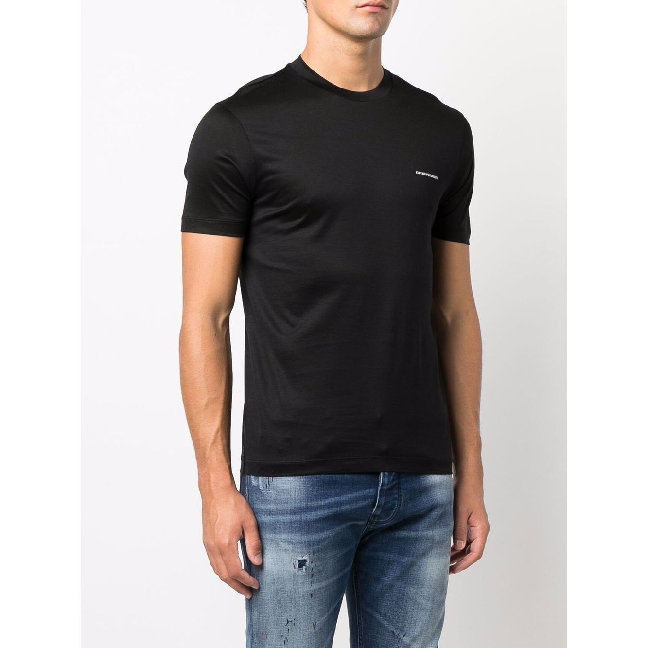 Emporio Armani ASV Lyocell blend jersey T-shirt with micro logo lettering Topwear