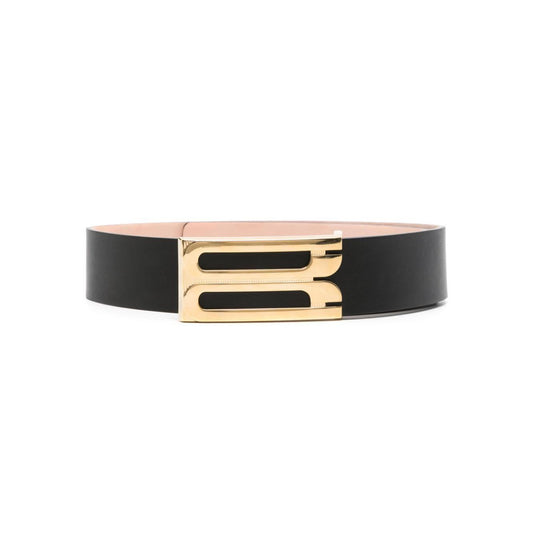 Victoria Beckham Jumbo Frame logo-buckle leather belt 1324ABL005770ABLACK-P25