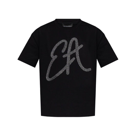 Emporio Armani Cotton-jersey T-shirt with oversized lurex logo EW001523AF12573UC001-P25