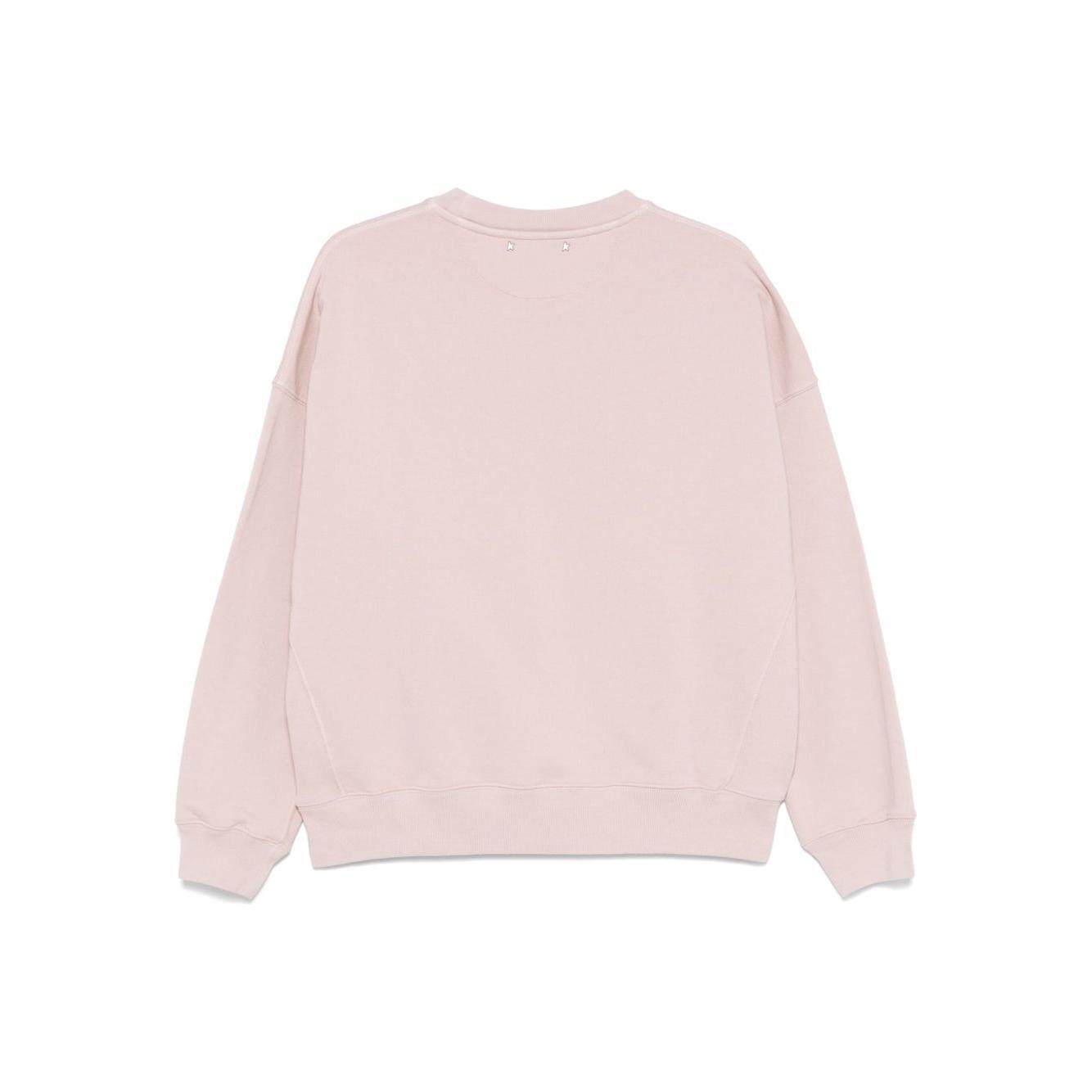 Golden Goose Old rose unisex round neck sweatshirt with green logo print GUP02175P00186425758-P25