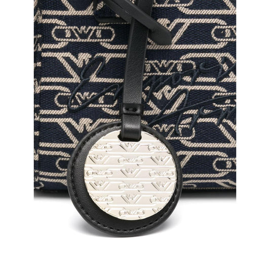 Emporio Armani Small tote bag in all-over monogram jacquard canvas EW000371AF12993FB237-P25