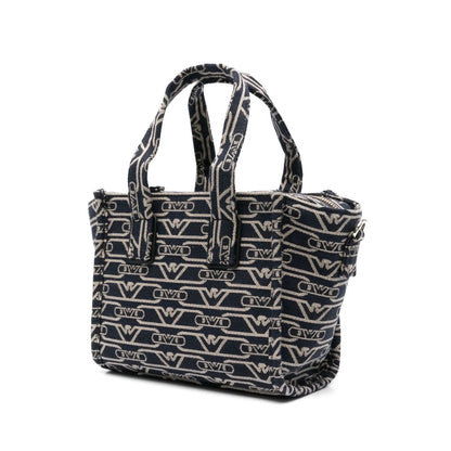 Emporio Armani Small tote bag in all-over monogram jacquard canvas Shopper