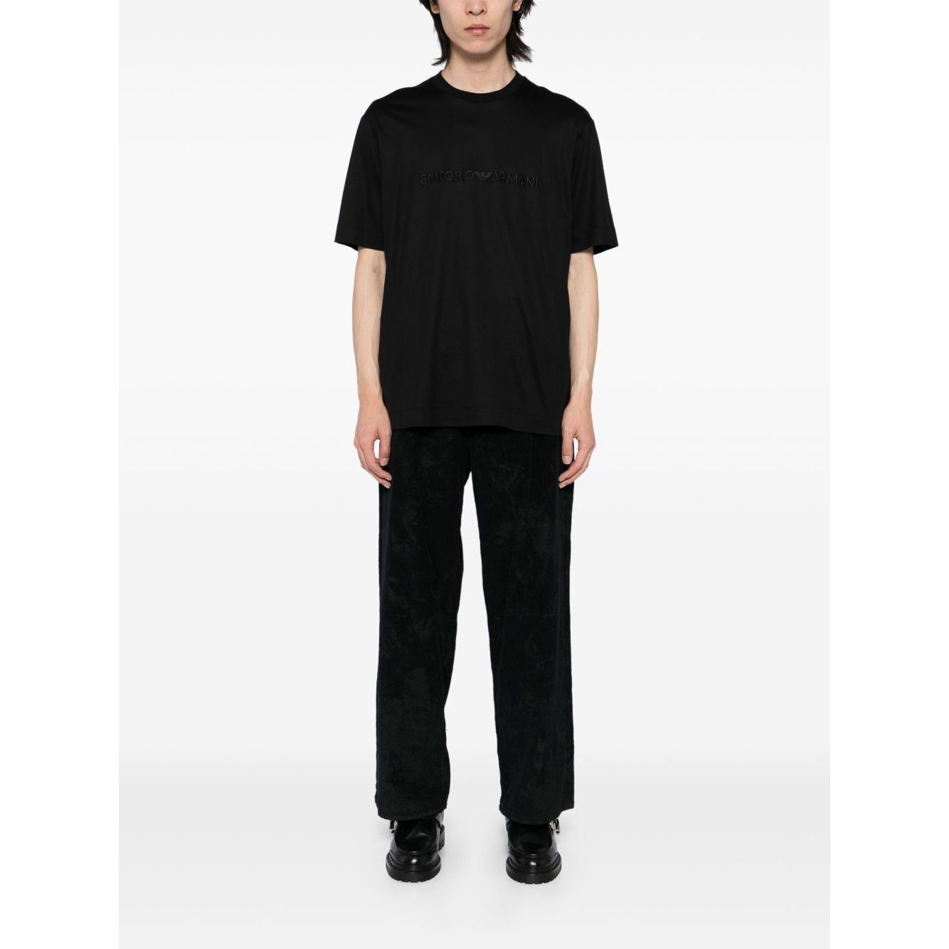 Emporio Armani T-shirt with embossed logo embroidery in lyocell blend jersey Topwear