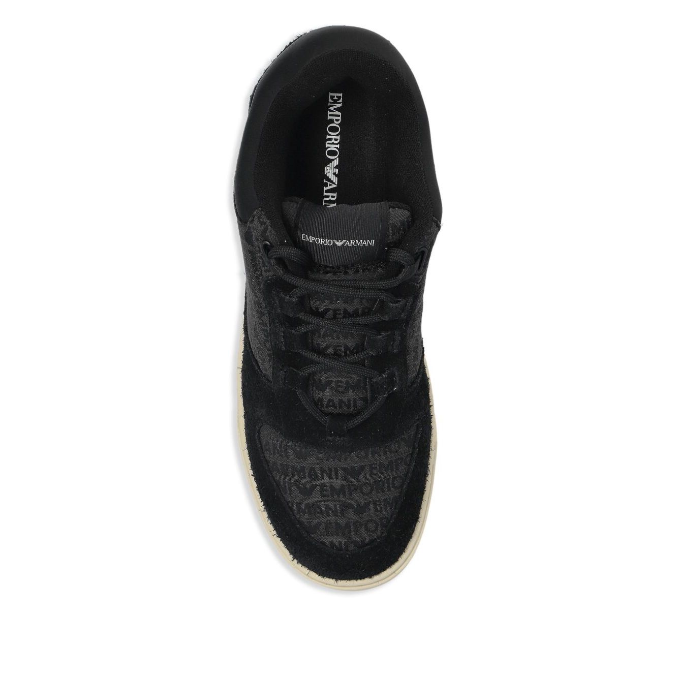 Emporio Armani Sneakers in jacquard fabric with logo lettering and suede