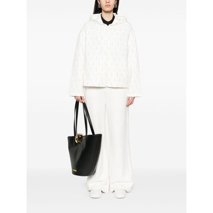 Emporio Armani Zip-up hoodie in double jersey with all-over lettering Topwear