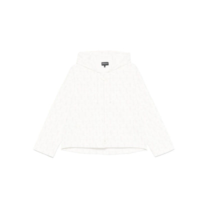Emporio Armani Zip-up hoodie in double jersey with all-over lettering Topwear