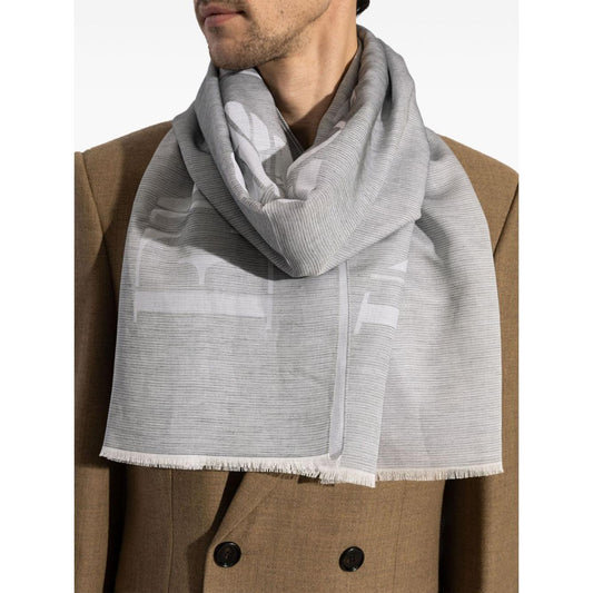 Emporio Armani Logo cotton blend scarf EM002114AF16027U8033-P25