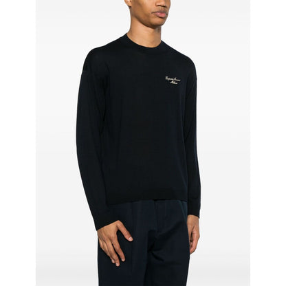 Emporio Armani Wool Blend Crewneck Sweater with Logo Topwear