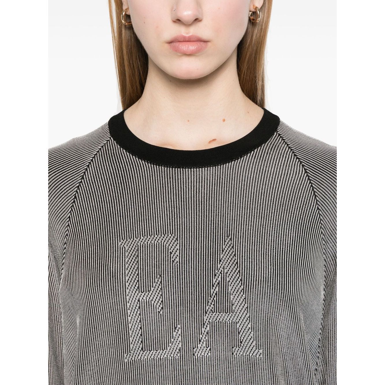 Emporio Armani Two-tone fisherman’s rib jumper with EA logo Topwear