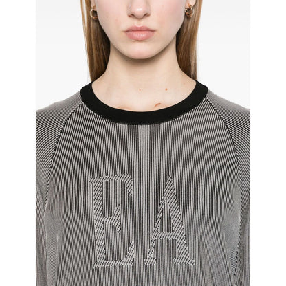 Emporio Armani Two-tone fisherman’s rib jumper with EA logo Topwear
