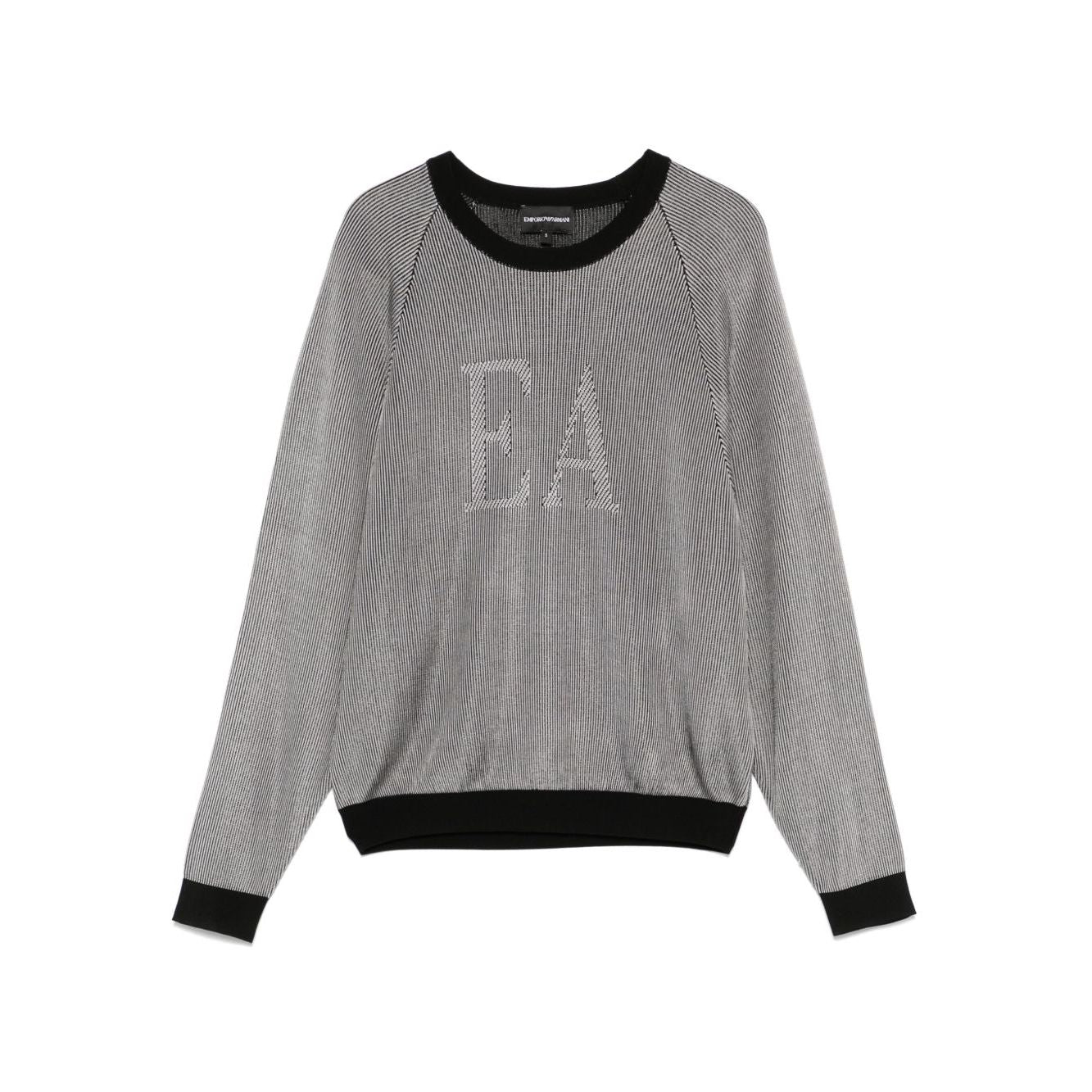 Emporio Armani Two-tone fisherman’s rib jumper with EA logo Topwear