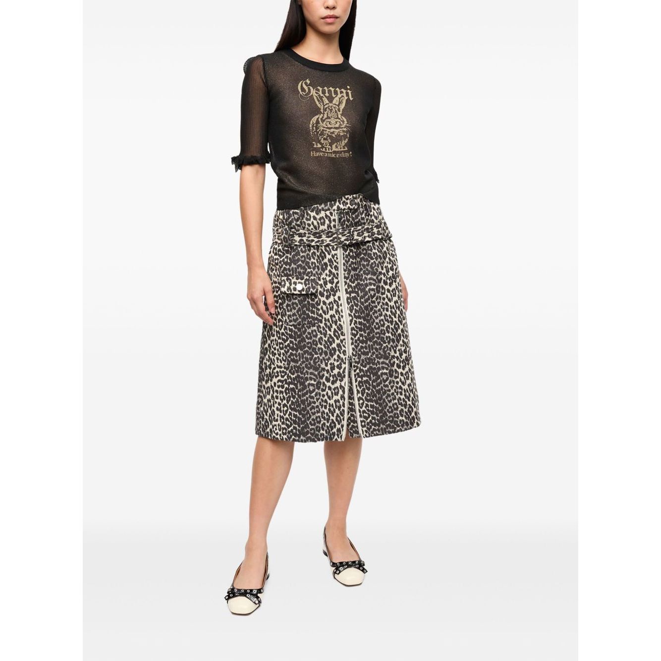 Ganni Sheer Jacquard Top