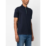 PS By Paul Smith T-shirts and Polos Blue with rainbow-stripe cotton polo collar, short sleeves, navy color.