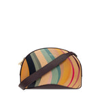 Paul Smith Swirl leather crossbody bag with cedar brown detachable strap and logo print, dimensions 22x15x8 cm.