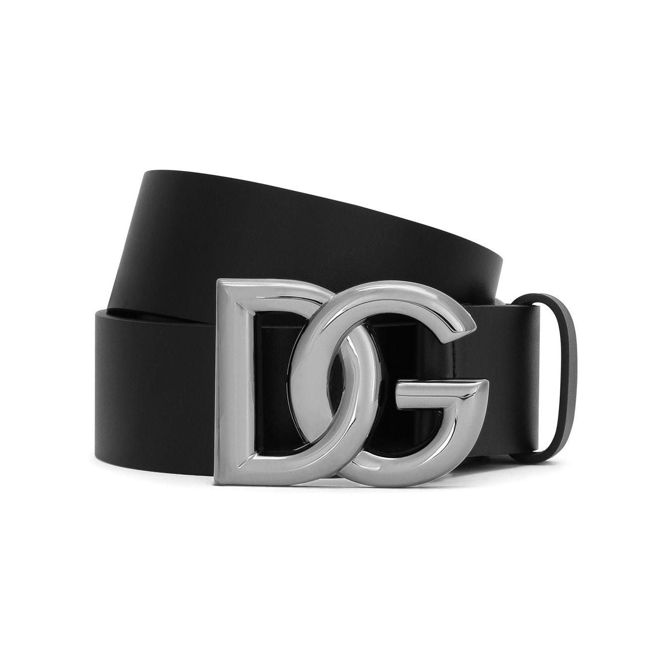 Dolce & Gabbana Calfskin belt with crossed DG logo buckle BC4644AX6228V363-AI25