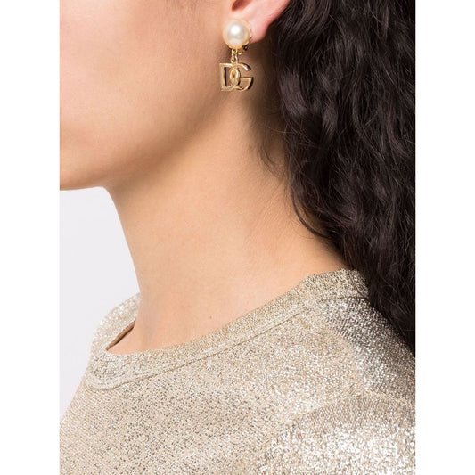 Dolce & Gabbana DG Logo and Pearl Earrings WEO2N1W1111ZOO00-AI25