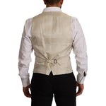 Dolce & Gabbana Elegant Single Breasted Dress Vest in Beige Dolce & Gabbana Dark Gray