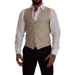 Dolce & Gabbana Beige Cotton Silk Formal Dress Vest Dolce & Gabbana Rosy Brown