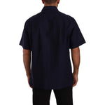 Dolce & Gabbana Navy Blue Button Down Short Sleeves Shirt TSH7560 - 40