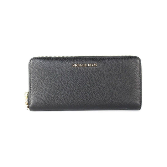 Michael Kors Jet Set Travel Large Black Pebble Leather Continental Wrist Wallet 27056