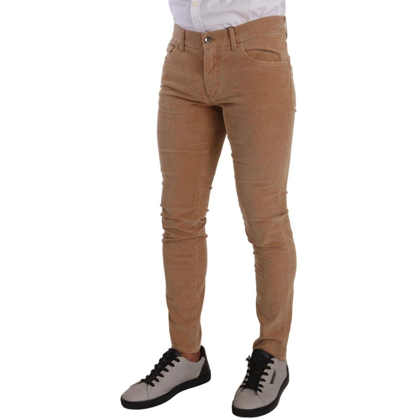 Dolce & Gabbana Brown Corduroy Cotton Skinny Slim Fit Jeans PAN72718 - 48