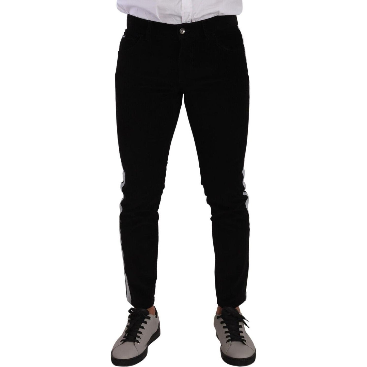 Dolce & Gabbana Black Cotton Stretch Skinny Corduroy Jeans PAN72747 - 48
