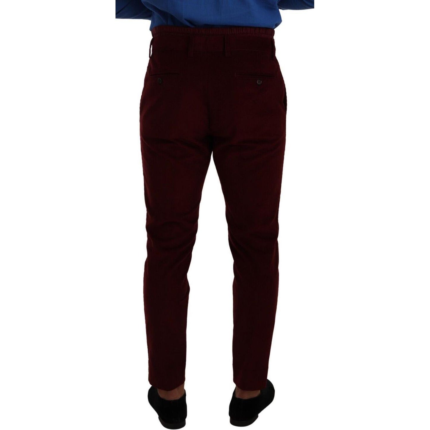 Dolce & Gabbana Bordeaux Velvet Mens Formal Trouser Dress Pants PAN72841 - 48