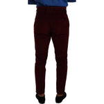 Dolce & Gabbana Bordeaux Velvet Mens Formal Trouser Dress Pants PAN72841 - 48