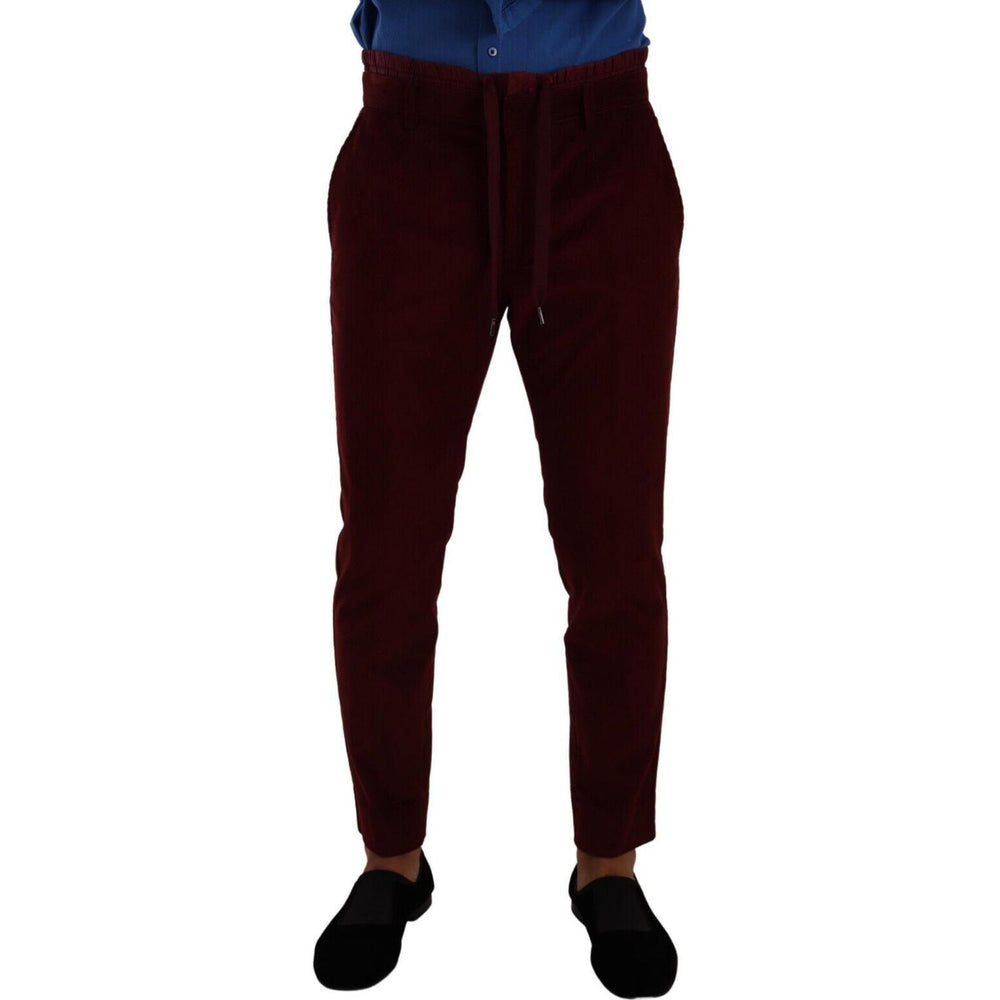 Dolce & Gabbana Bordeaux Velvet Mens Formal Trouser Dress Pants PAN72841 - 48