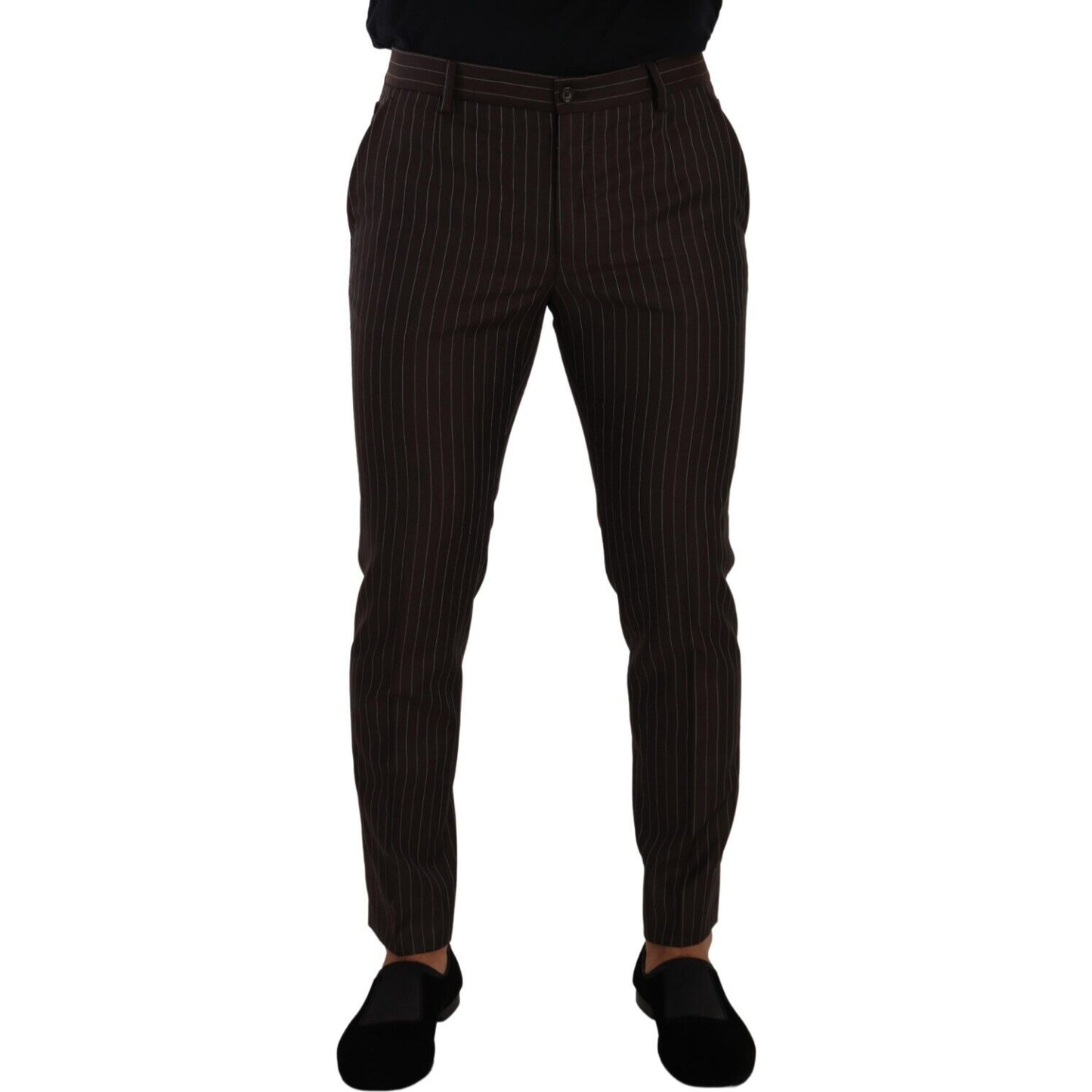 Dolce & Gabbana Brown Striped Wool Formal Trouser Dress Pants PAN72767 - 48