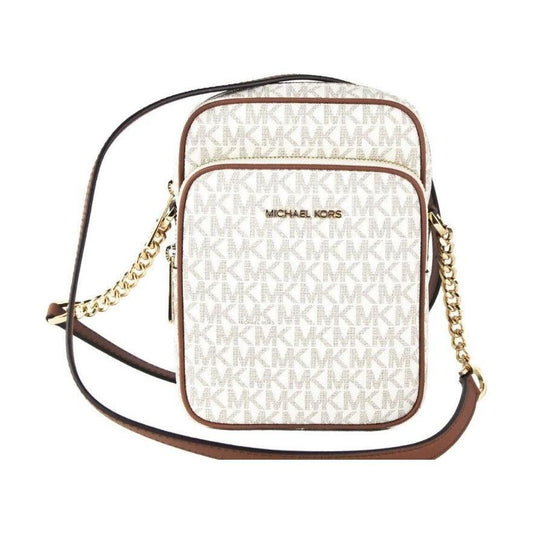 Michael Kors Jet Set Medium Vanilla PVC North South Chain Crossbody Handbag 55788