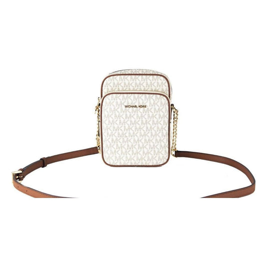 Michael Kors Jet Set Medium Vanilla PVC North South Chain Crossbody Handbag 55788