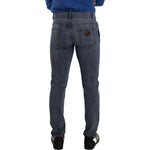 Dolce & Gabbana Blue Two Tone Tattered Cotton Slim Denim Jeans PAN72891 - 48