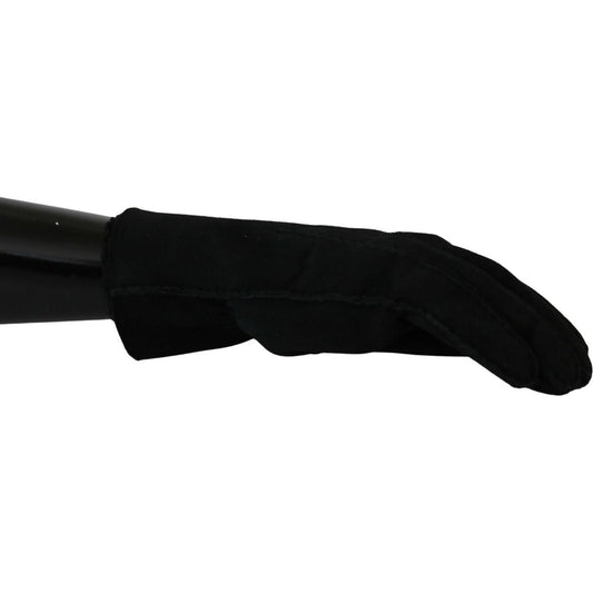 Dolce & Gabbana Black Leather Motorcycle Biker Mitten Gloves LB1025- 8.5