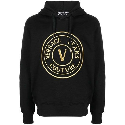 Versace Jeans Chic Black Hooded Sweatshirt 8058987956300