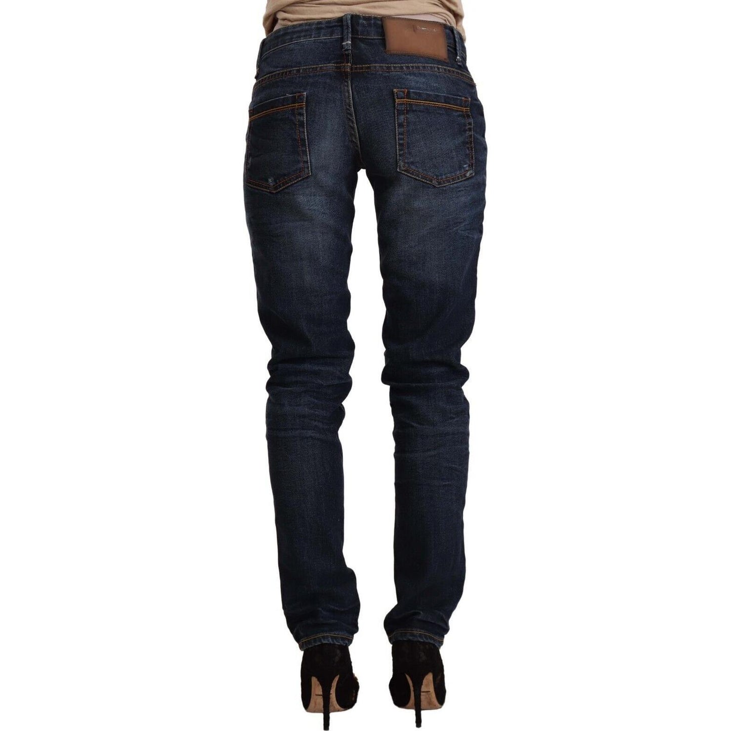 Acht Blue Washed Cotton Low Waist Skinny Denim Jeans PAN71234 - 26