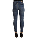 Don The Fuller Blue Mid Waist Cotton Denim Slim Fit Cropped Jeans PAN72454 - 32