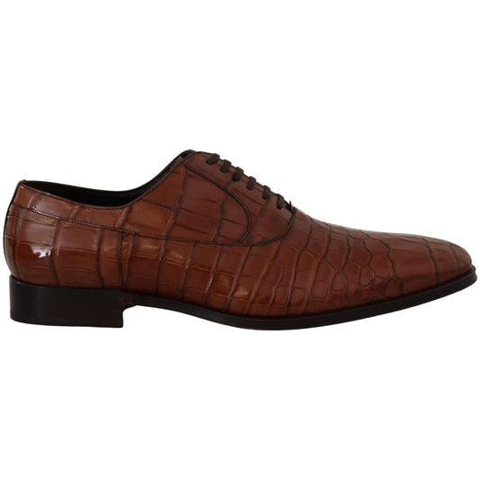 Dolce & Gabbana Brown Crocodile Leather Mens Formal Derby Shoes MV4509 - 44