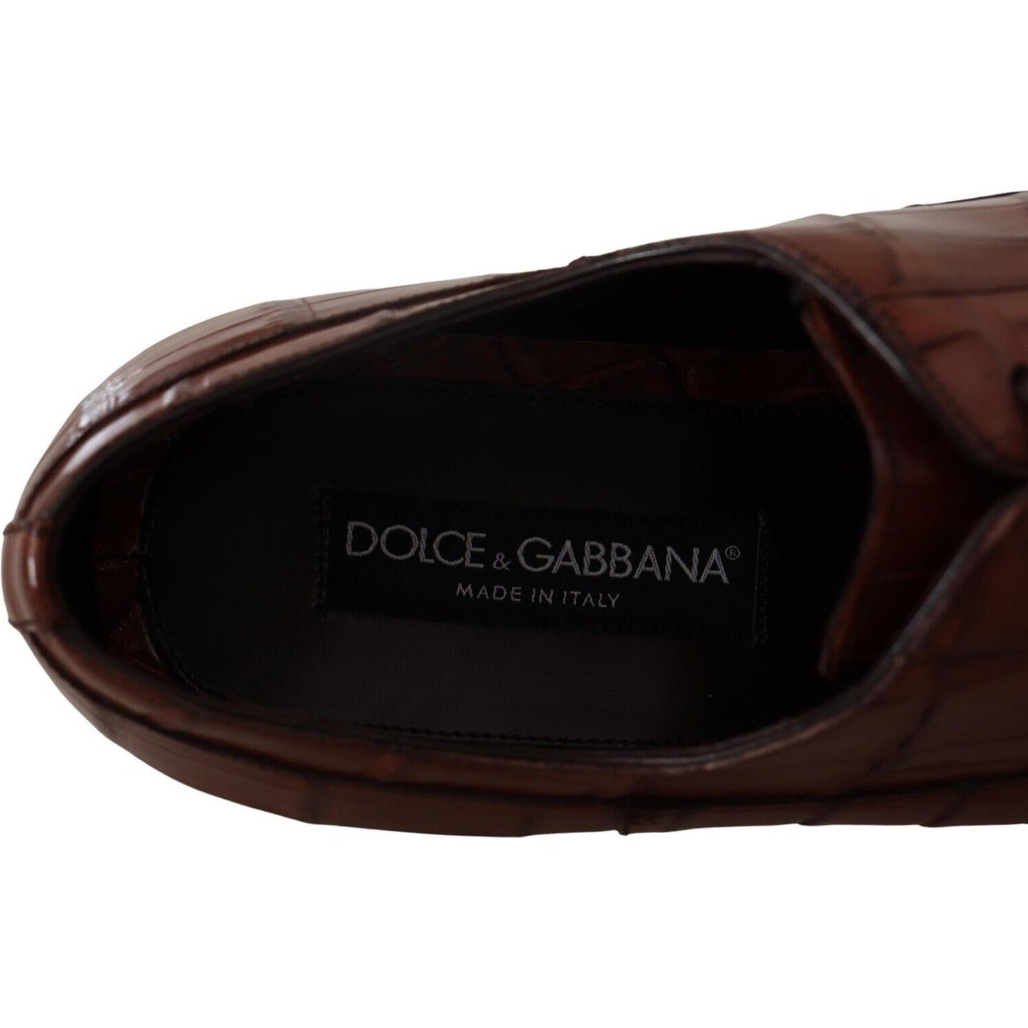 Dolce & Gabbana Brown Crocodile Leather Mens Formal Derby Shoes MV4509 - 44
