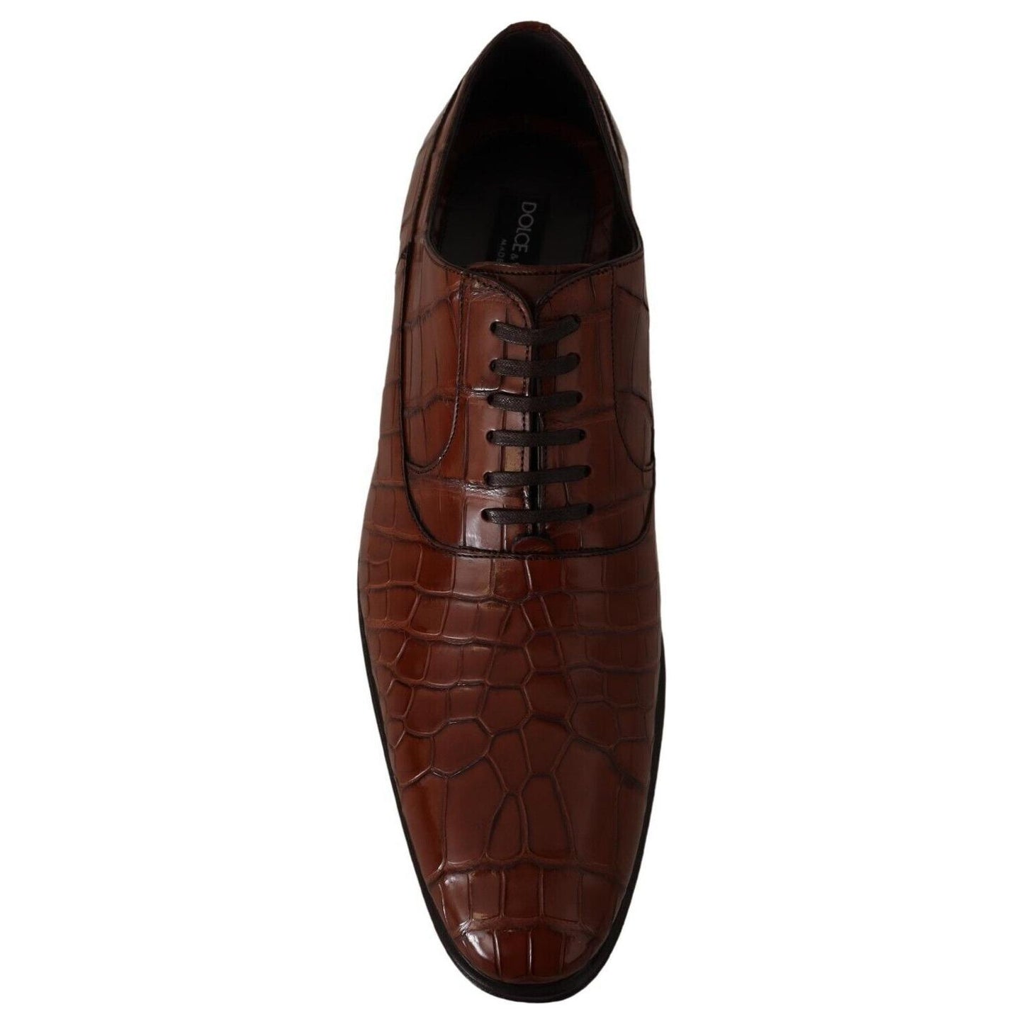 Dolce & Gabbana Brown Crocodile Leather Mens Formal Derby Shoes MV4509 - 44