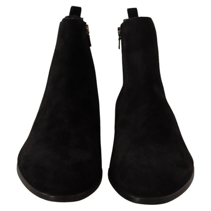 Dolce & Gabbana Black Suede Leather Chelsea Mens Boots Shoes