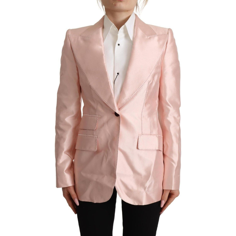 Dolce & Gabbana Pink Satin Long Sleeves Blazer Coat Jacket JKT3293 - 36