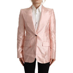 Dolce & Gabbana Pink Satin Long Sleeves Blazer Coat Jacket JKT3293 - 36