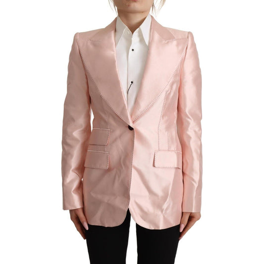 Dolce & Gabbana Pink Satin Long Sleeves Blazer Coat Jacket JKT3293 - 36
