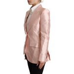 Dolce & Gabbana Pink Satin Long Sleeves Blazer Coat Jacket JKT3293 - 36